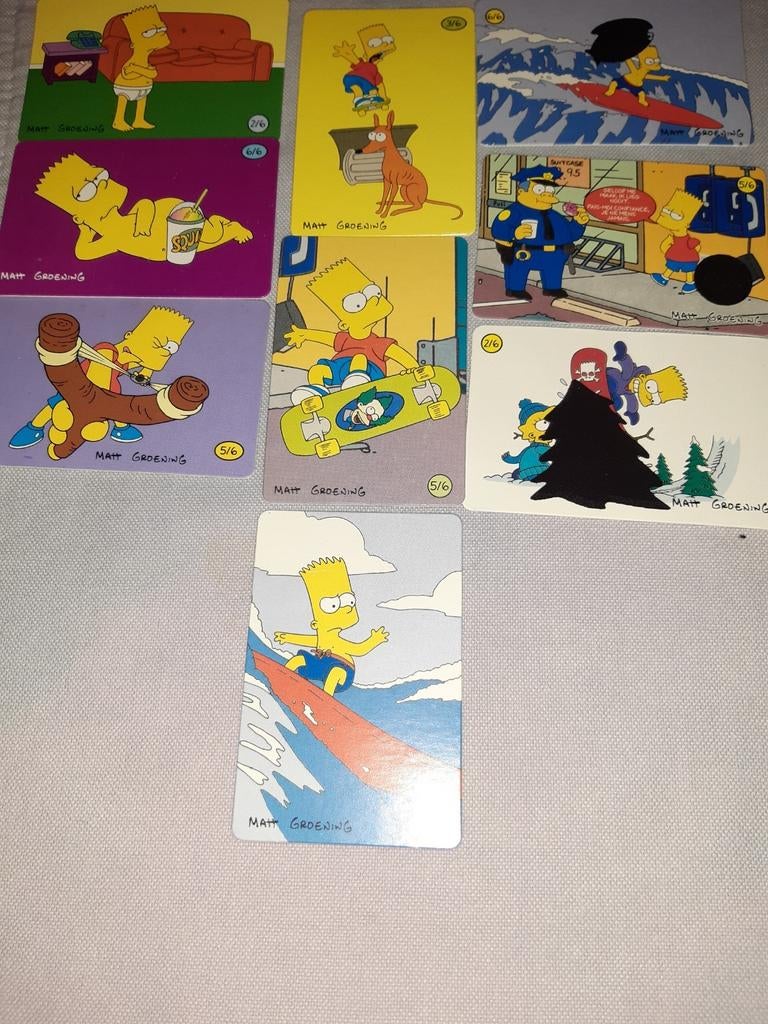 9 Kaartjes van BART SIMPSON (zie foto), Verzenden, Zo goed als nieuw, Meerdere kaarten