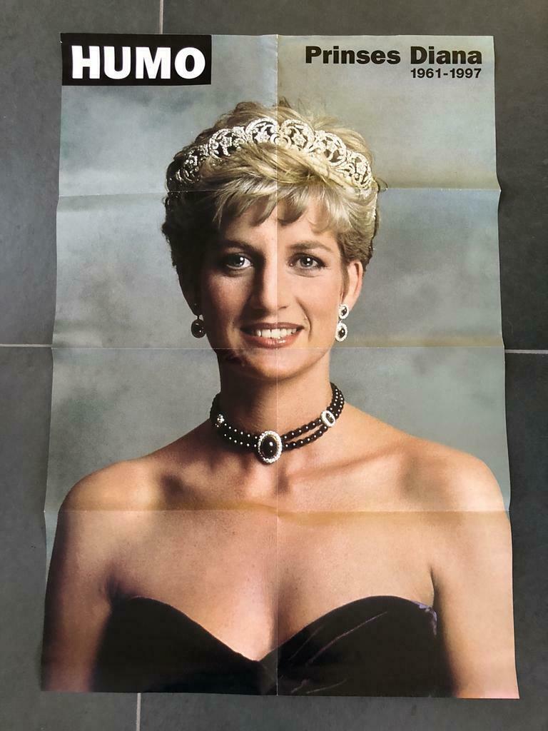Grote, 2 zijdige poster prinses Diana vanuit de Humo -1997, Ophalen of Verzenden, Nieuw, Poster, Artwork of Schilderij