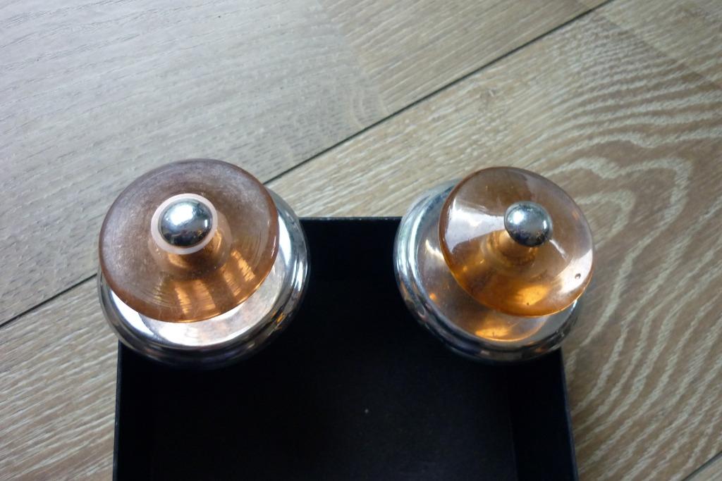 Koppel vintage kastknoppen in bruin glas, Ophalen of Verzenden