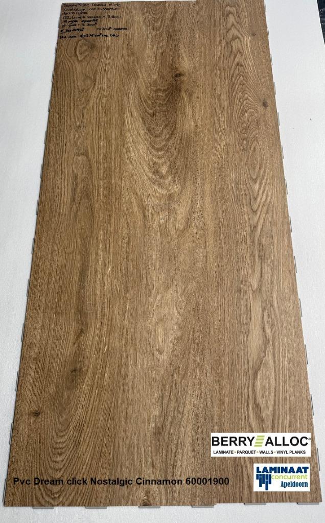 Pvc Dream Click Nostalgic Cinnamon oak €12,95p/m2 inc.btw, Nieuw, Ophalen of Verzenden, Pvc dream click natuur eiken, Laminaat