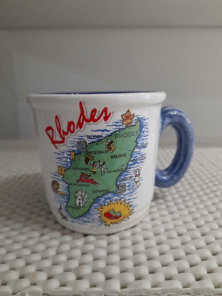 Pint/Mokkaart van Rhodos in tinten blauw en wit, Ophalen of Verzenden, Nieuw