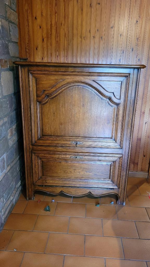 Meuble bar ou TV en chêne rustique, Comme neuf, 100 à 150 cm, Enlèvement, Chêne