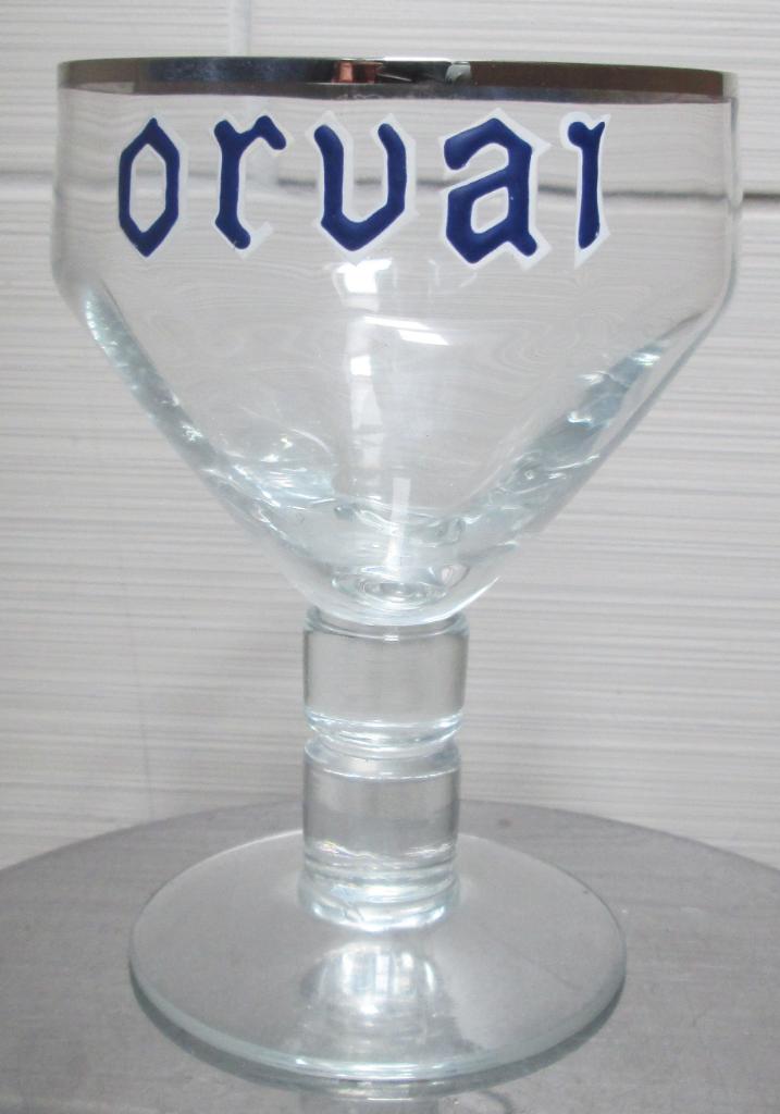 ORVAI/ORVAL-glas met emaille letters, Ophalen of Verzenden, Gebruikt, Glas of Glazen, Overige merken