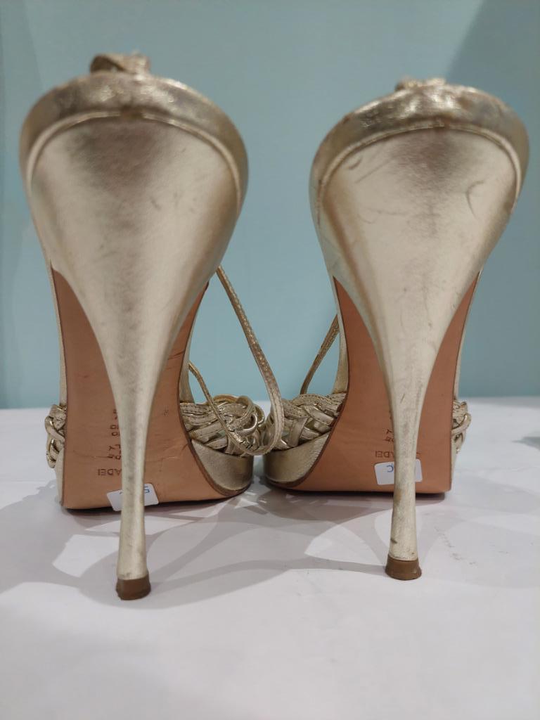 507C* Casadei - sexy gouden volledig leren sandalen (39,5), Overige kleuren, Verzenden, Schoenen met hoge hakken, Gedragen