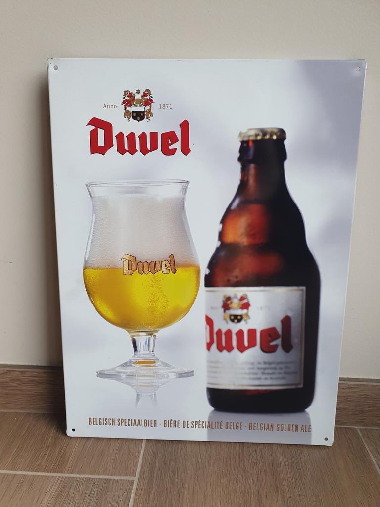 Metaal Reclamebord - Duvel -, Ophalen of Verzenden, Gebruikt, Reclamebord, Plaat of Schild, Duvel