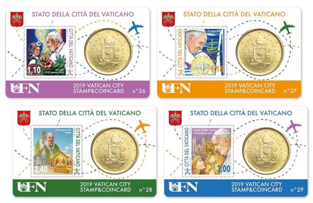 Stamp and coincards Vaticaanstad 2019 Nrs. 26-29, Ophalen of Verzenden, Vaticaanstad
