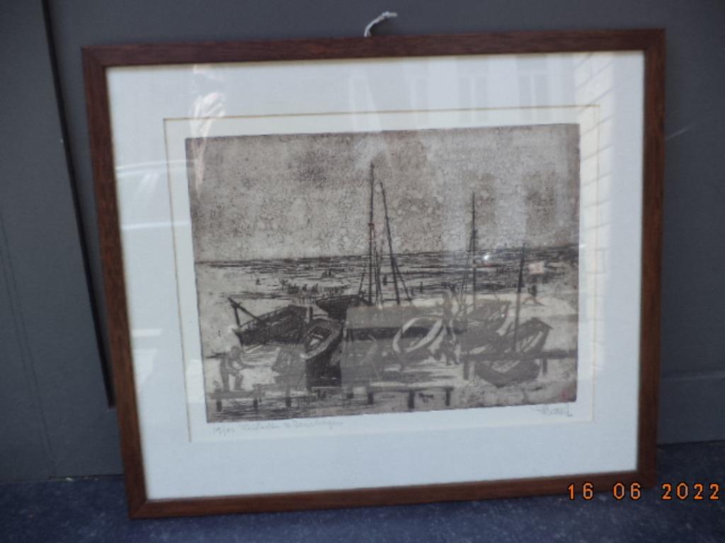 Aalst: Ets van Etienne BAUWENS, Aalsters kunstenaar. Zgan !, Antiek en Kunst, Kunst | Etsen en Gravures, Ophalen of Verzenden