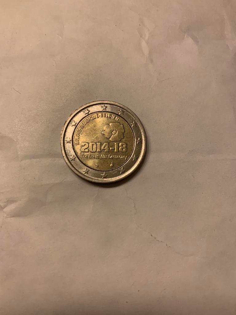 2euro 100 jaar 1e wereldoorlog belgie, Ophalen of Verzenden, België, 2 euro, Losse munt