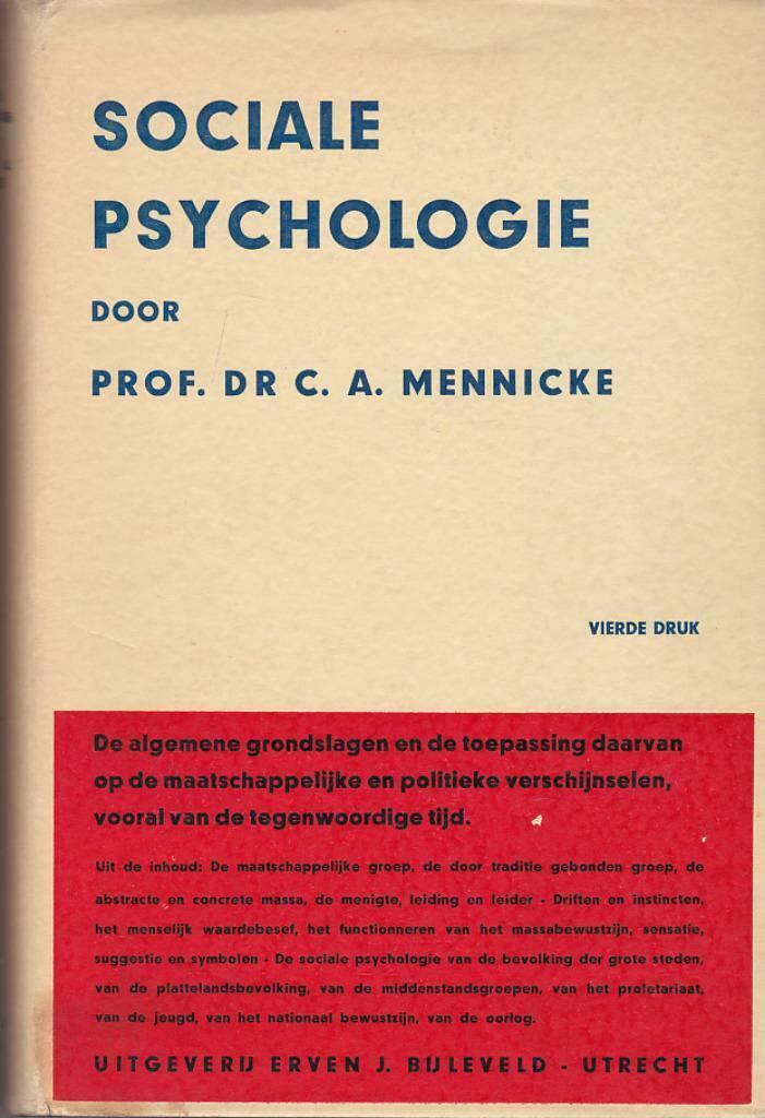 C. A. Mennicke, Sociale Psychologie., Ophalen of Verzenden, Zo goed als nieuw, Sociale psychologie