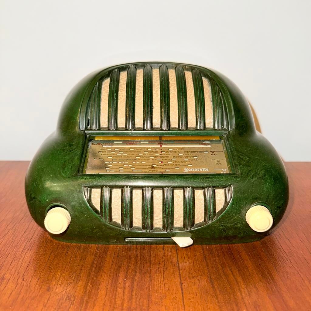 ART DECO BUIZENRADIO SONORETTE 50 FLESGROEN SONORA VINTAGE, Antiek en Kunst, Verzenden