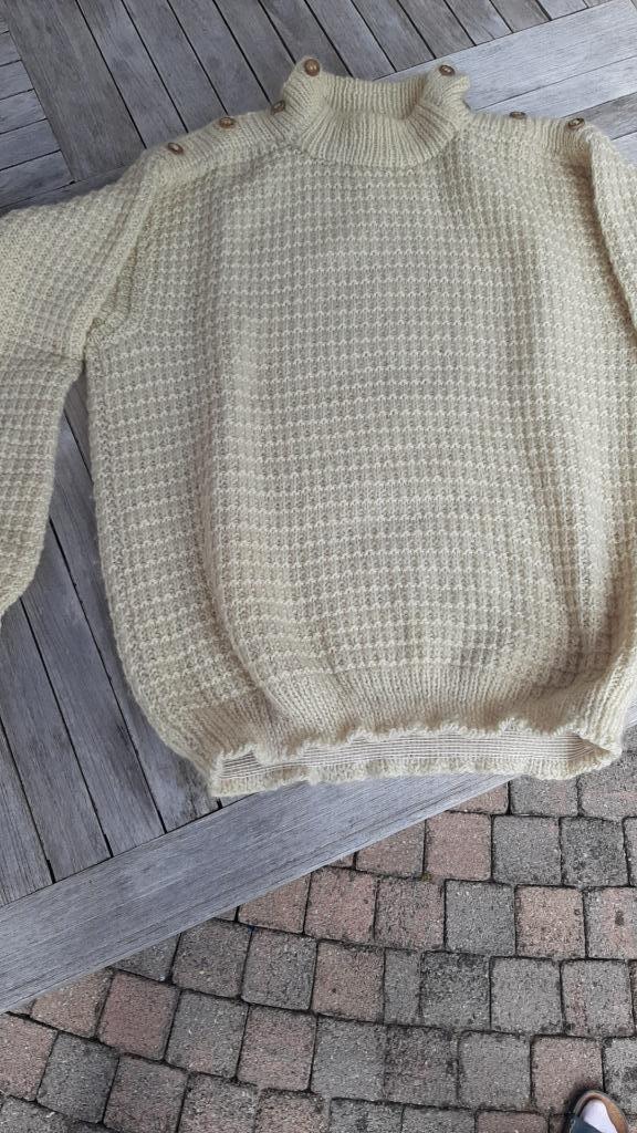 Handgebreide Herentrui uit pure schapenwol XL, Scheepjeswol, Beige, Maat 56/58 (XL), Ophalen of Verzenden