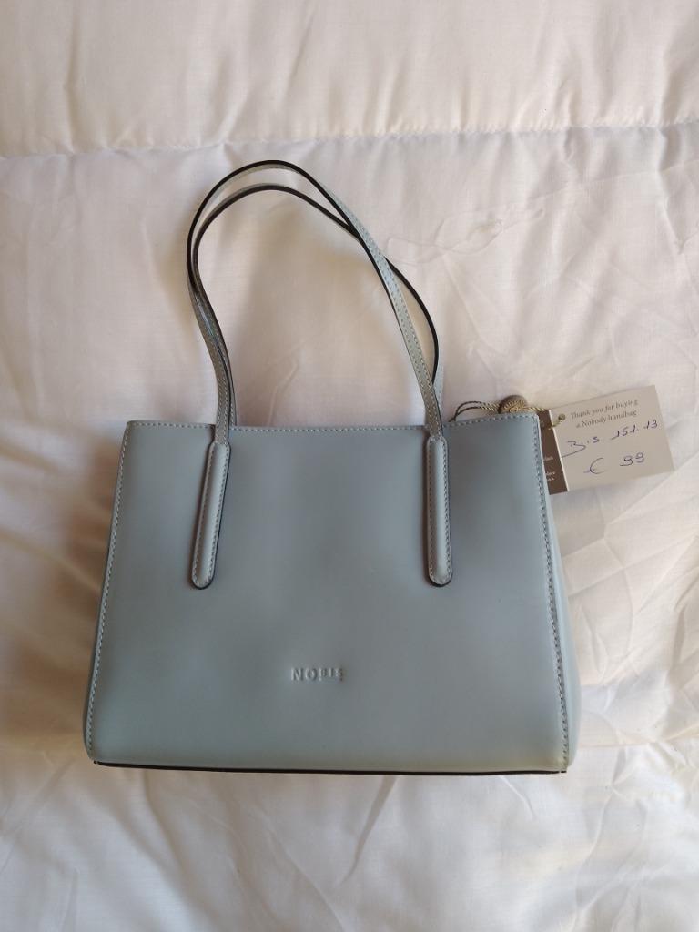handtas nobody nobis lichtblauw leder ongebruikt 99€ nieuwpr, Ophalen of Verzenden, Nieuw, Blauw, Handtas