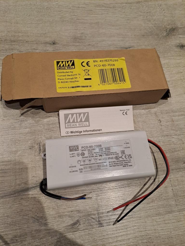 6 nieuwe Mean Well PCD-60-700B LED-driver Const. stroom 60W, Ophalen of Verzenden