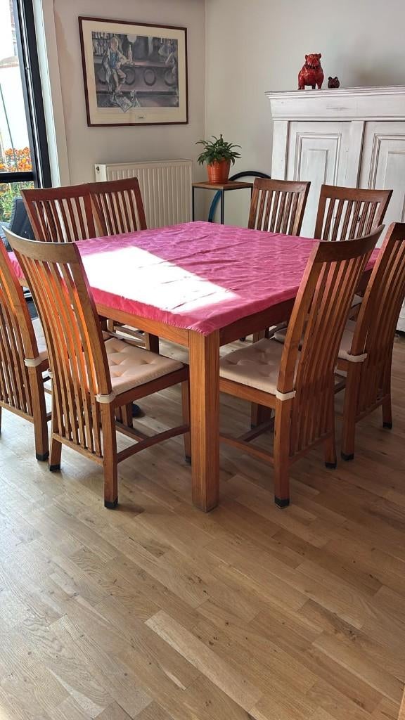 table et chaises en chêne massif, 100 à 150 cm, Cinq personnes ou plus, 100 à 150 cm, Enlèvement