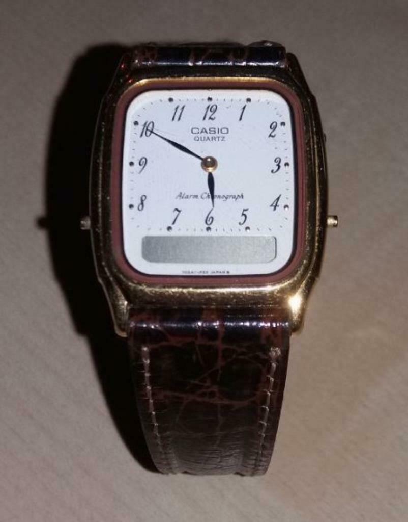 Montre Casio 304 AQ-718 vintage  années 80 bracelet en Cuir, Montre-bracelet, Casio, Cuir, Or