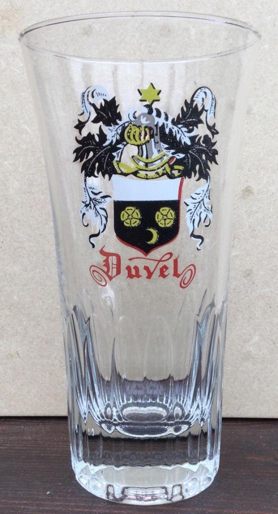Bier brouwerij glas Duvel tulp embleem relief geribd, Ophalen of Verzenden, Zo goed als nieuw
