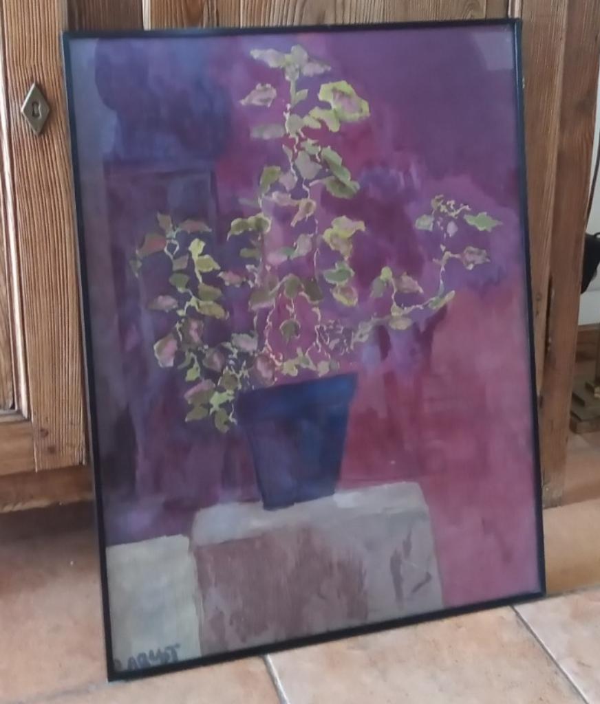 Aquarelle sur papier : rose de Noël - naïf, Antiquités & Art, Enlèvement