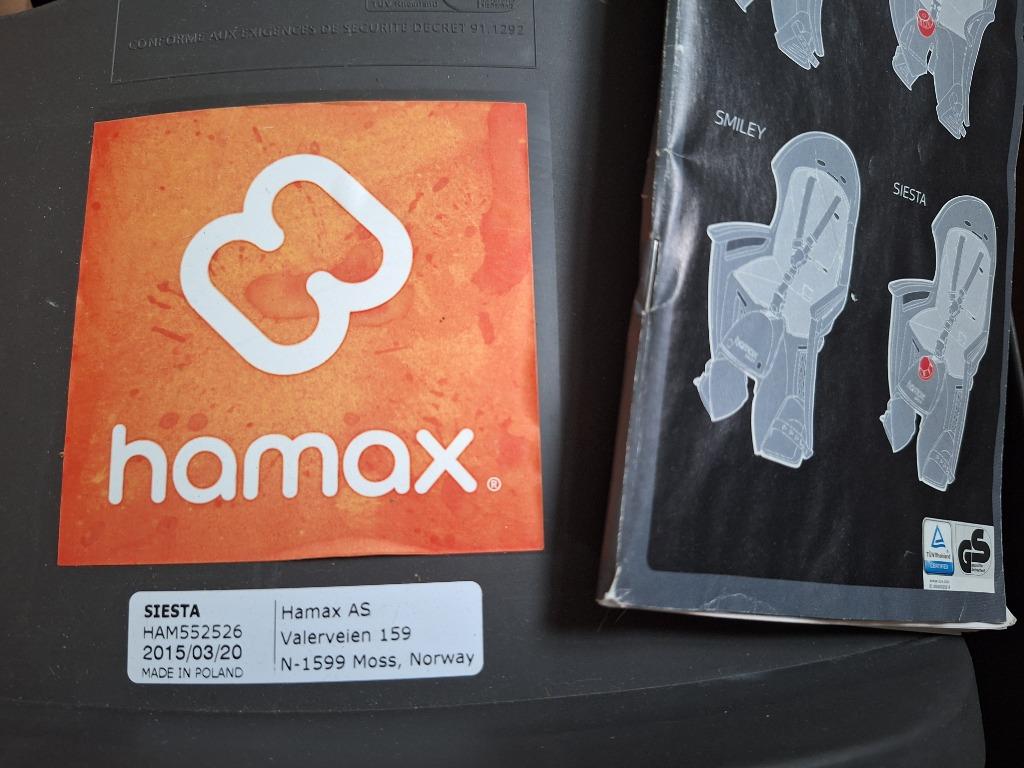 Siège enfant Hamax Siesta pour vélo, Ophalen, Zo goed als nieuw, Hamax, Voetsteuntjes