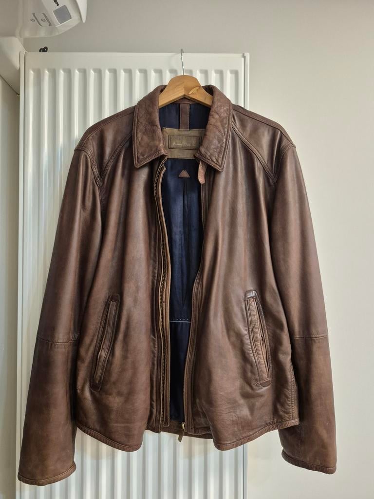 Lederen bruine jas Massimo Dutti, Enlèvement, Comme neuf