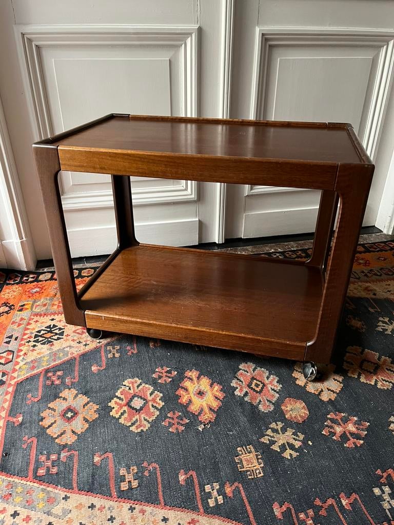 VINTAGE TROLLEY TAFEL BIJZETTAFEL WIELEN DEENS DESIGN, Antiek en Kunst, Ophalen
