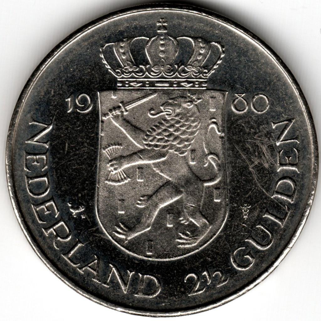 Nederland 2 1/2 Gulden 1980 Kroning Koningin Beatrix  KM#201, Postzegels en Munten, Munten | Nederland, Ophalen of Verzenden, Koningin Beatrix