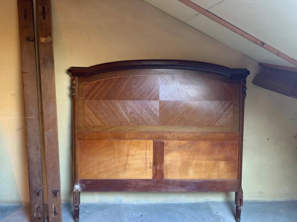 CADRE DE VIEUX LIT EN BOIS A CARACTERE, Queen size, Vintage, 140 cm, Brun