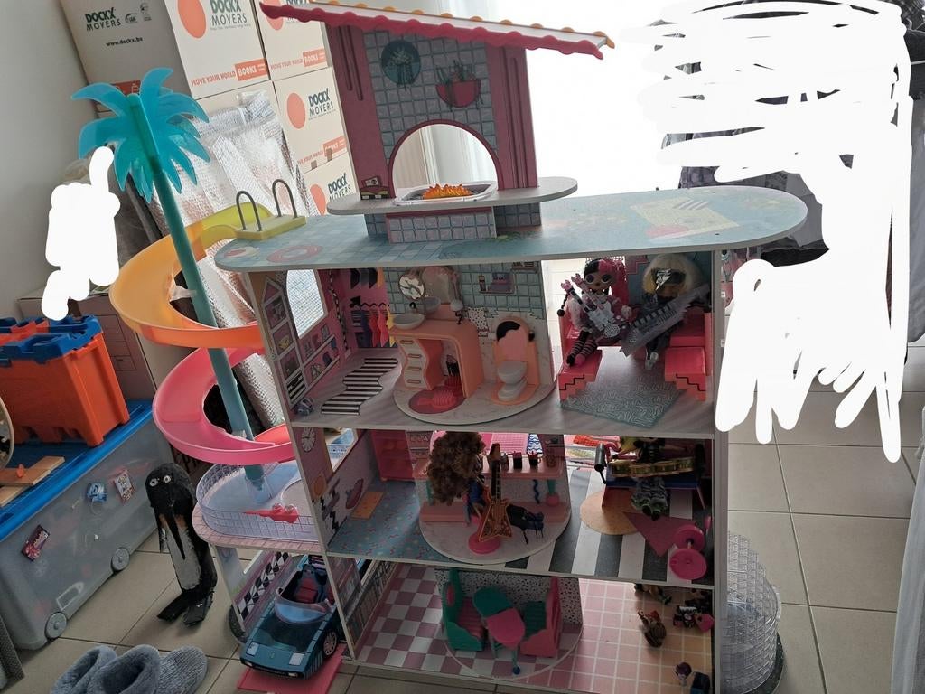 LOL poppenhuis MET auto, poppen+accessoires ZEER GOEDE STAAT, Enlèvement ou Envoi