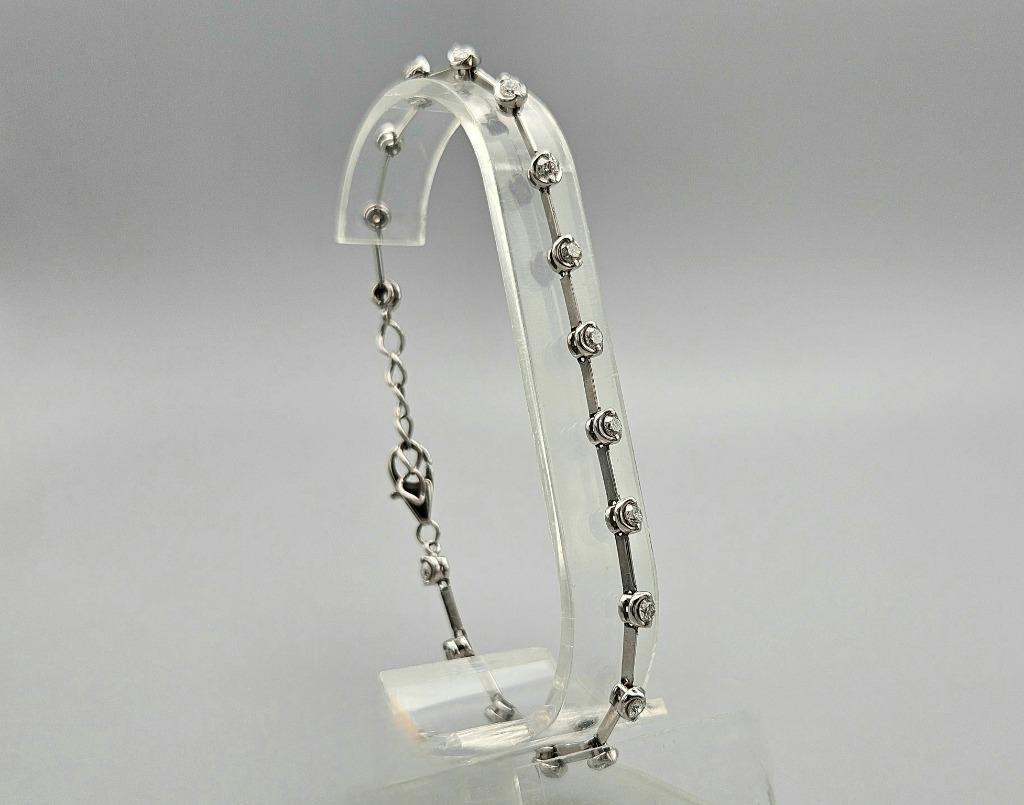Bracelet vintage en or blanc avec diamant environ : 0,50 ct., Enlèvement ou Envoi, Comme neuf, Or, Avec pierre précieuse