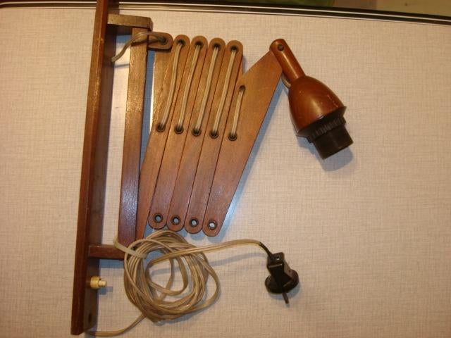 LAMPE À CISEAUX DESIGN DANOIS VINTAGE 1960/65 N 2, Enlèvement, Utilisé, Bois