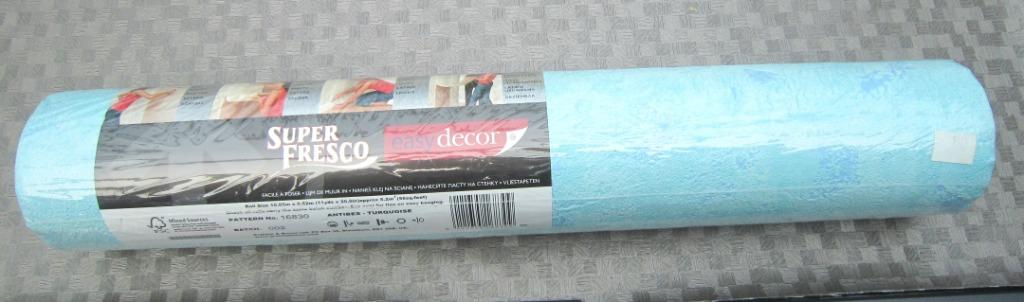 1 Rouleau de papier peint vinyle bleu turquoise (Neuf), Envoi, Moins de 10 m², Bleu