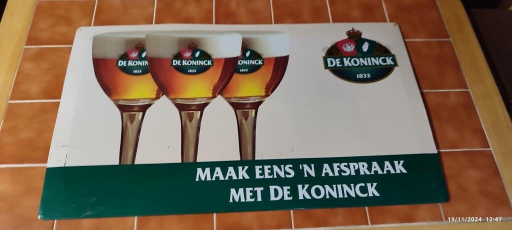 Grande publicité en tôle BIÈRE DE KONINCK ., Enlèvement, Utilisé, Panneau, Plaque ou Plaquette publicitaire, De Koninck