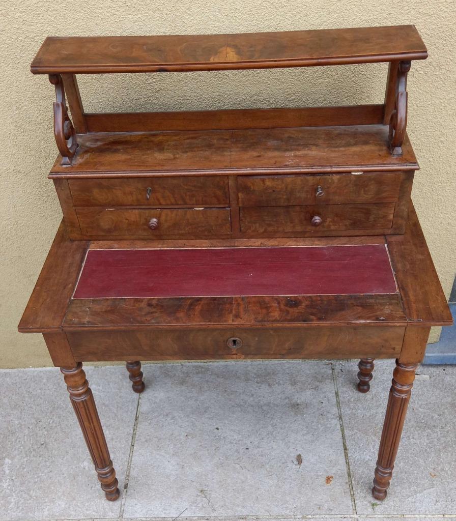 Bonheur du jour en acajou, ép. Louis Philippe rest. Charles, Antiek en Kunst, Ophalen