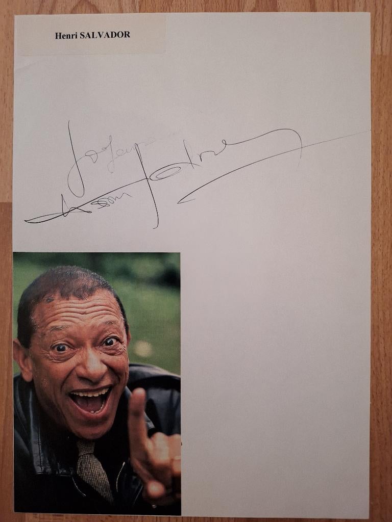 Authentique autographe du chanteur Henri Salvador, Collections, Musique, Artistes & Célébrités, Enlèvement ou Envoi, Signé