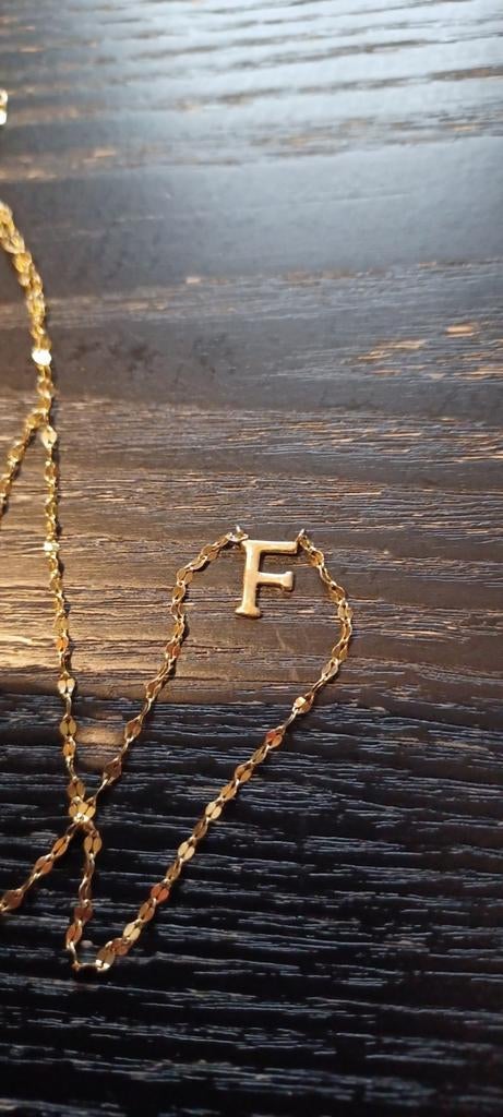 Mooie fijne ketting met ketter F, niet gedragen, Ophalen of Verzenden, Nieuw