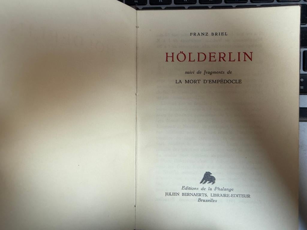 FRANZ BRIEL HODERLIN bibliothèque de la phalange, Antiquités & Art, Envoi