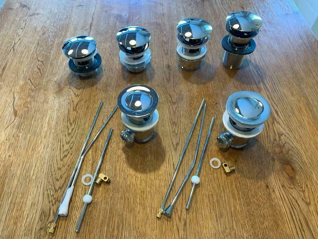 6 bondes de lavabo (lot) : chromé / neuf / 5/4", Bricolage & Construction, Enlèvement, Neuf, Chrome, Robinet