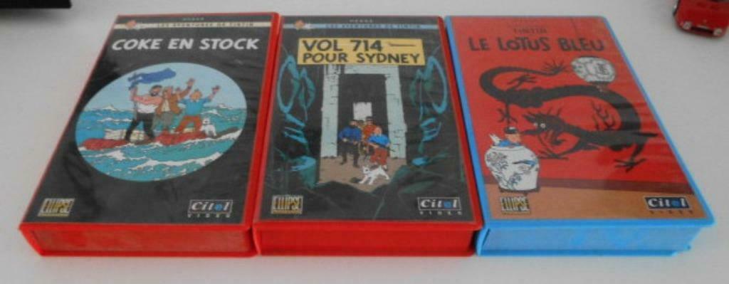 3 vidéos VHS - Tintin  - 9 euro, Enlèvement ou Envoi, Utilisé