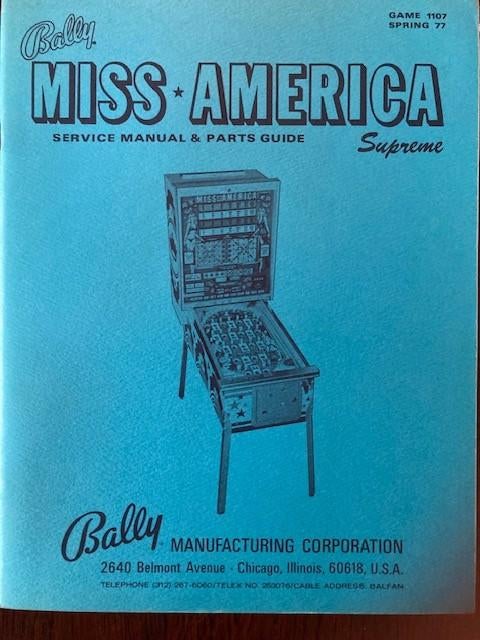 BINGO BALLY MISS-AMERICA SUPREME MANUAL, Verzamelen, Ophalen of Verzenden, Zo goed als nieuw