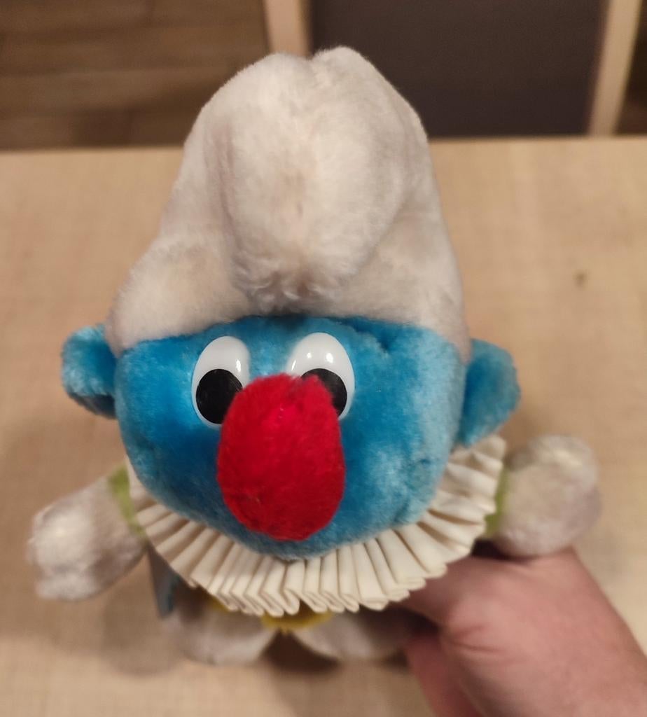 Peluche Schtroumpf Clown de 1983 vintage collector, Collections, Schtroumpfs, Enlèvement, Utilisé