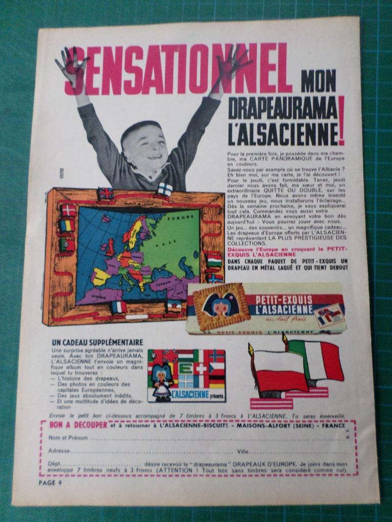 Alsacienne biscuits  - publicité papier drapeaurama  - 1961, Ophalen of Verzenden, Gebruikt, Overige typen