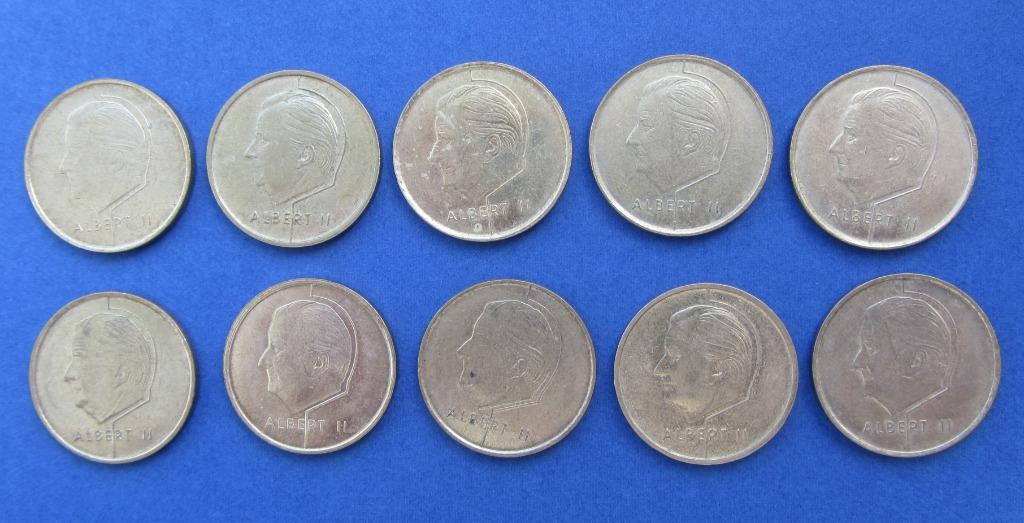 Pièce Belgique - 5 francs Albert 2 - 1998-1994 - 10 pièces, Enlèvement ou Envoi, Autre, Monnaie en vrac
