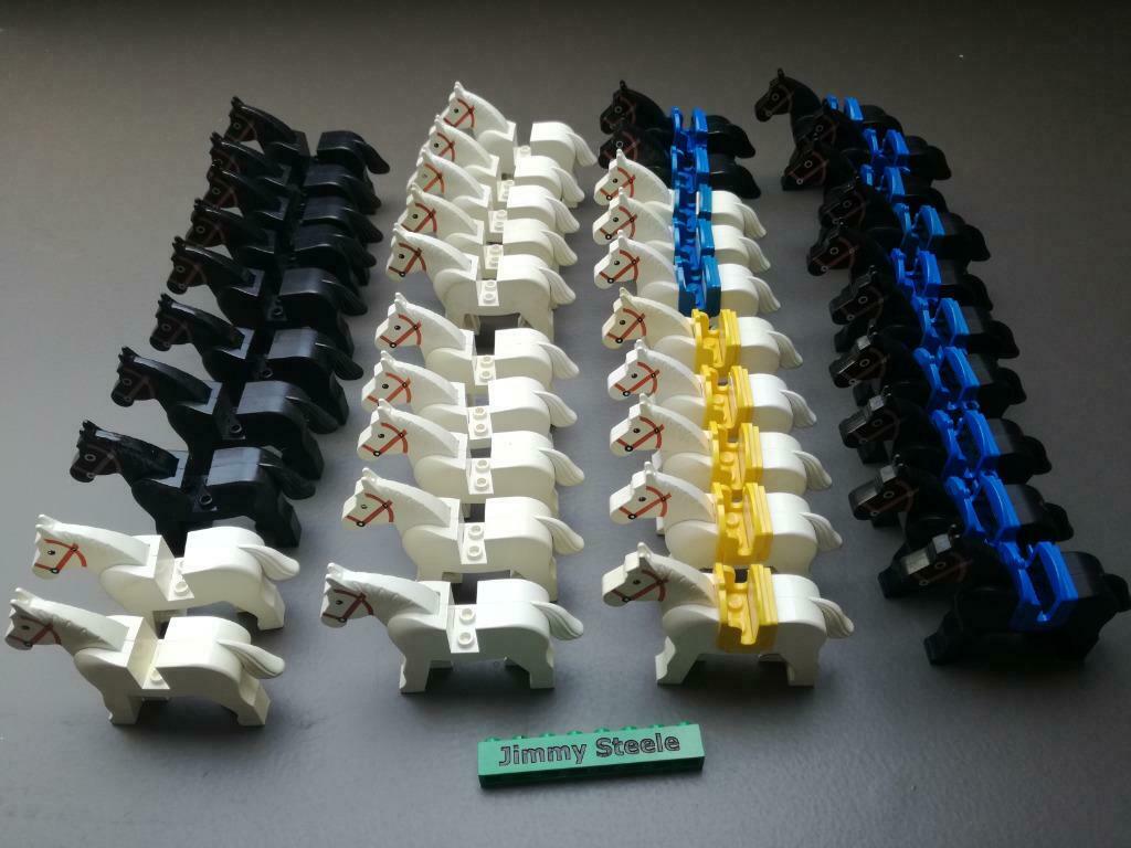 lego 40 witte + zwarte paarden 20 zadels ridder castle, Ophalen, Gebruikt, Lego