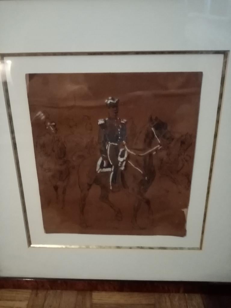 Een verbeterde potloodtekening/gouache Guys Constantin, Antiek en Kunst, Ophalen