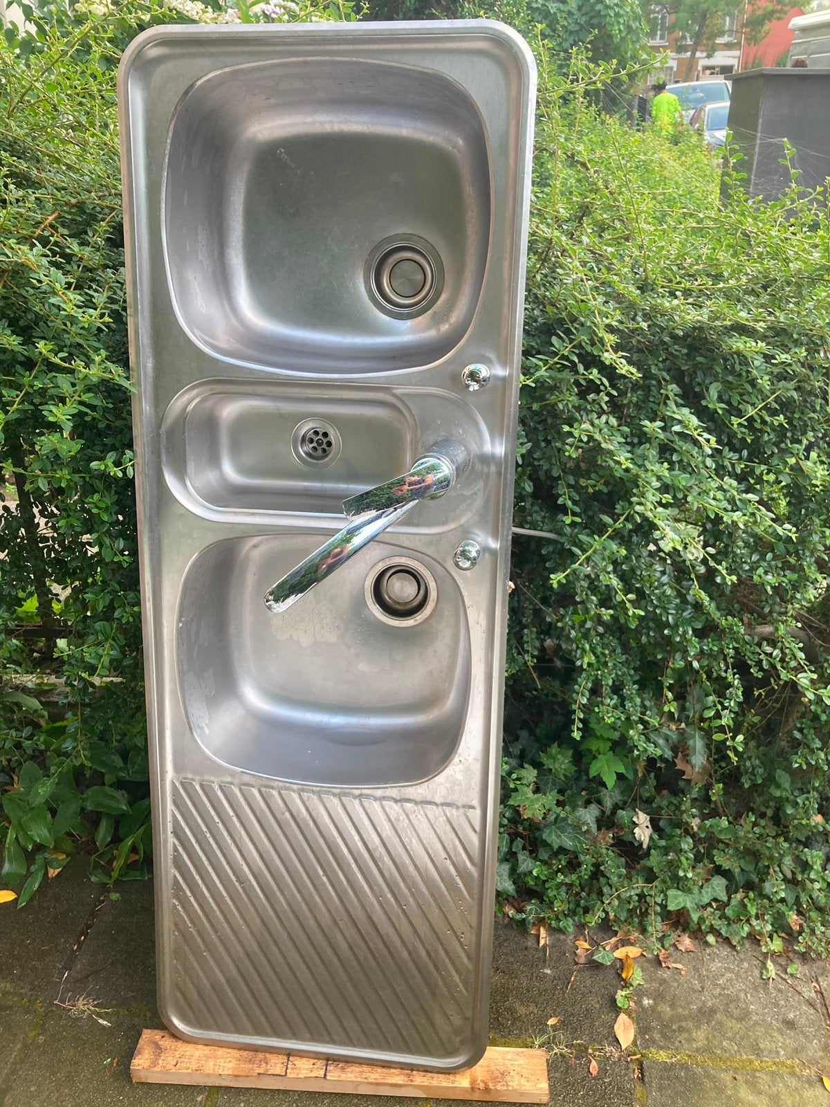 Dubbele spoelbak inox keuken., Ophalen, Gebruikt