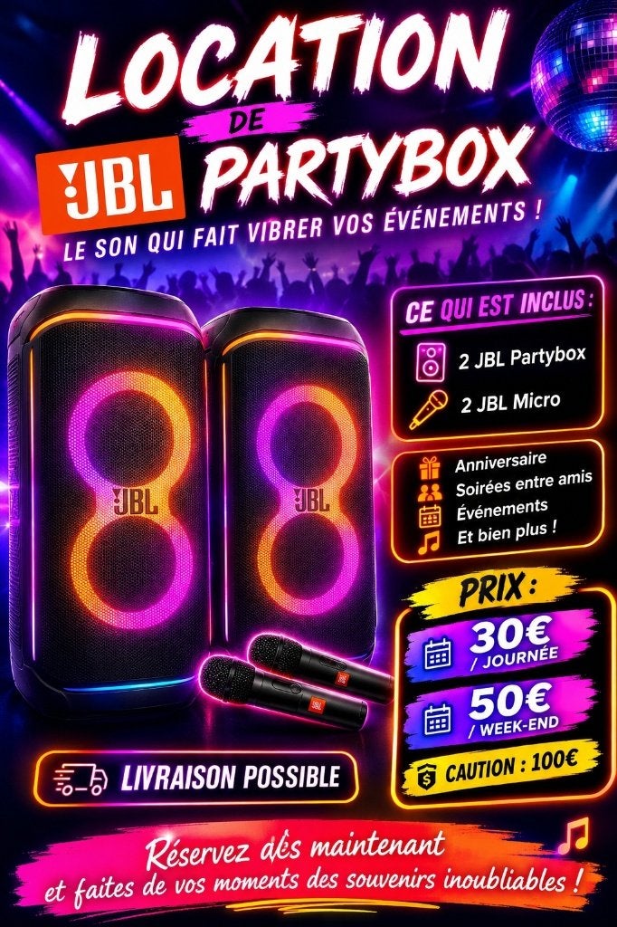 Location Partybox 320, TV, Hi-fi & Vidéo, Enceintes, Neuf, JBL, Enceinte de fête, Enlèvement