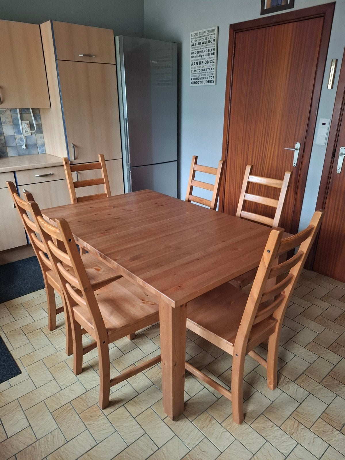 Eettafel ikea uitschuifbaar + stoelen, Huis en Inrichting, Tafels | Eettafels, Ophalen, Gebruikt