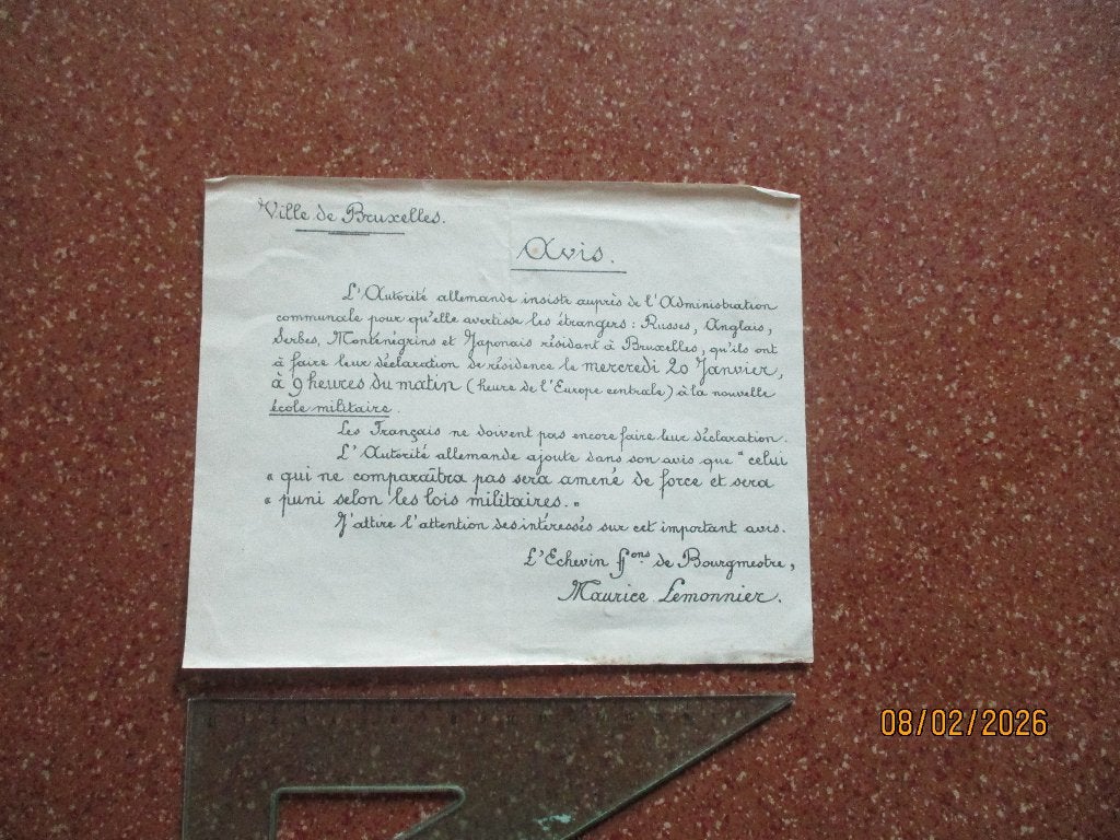 WO1: AVIS Bruxelles 1915, Verzenden