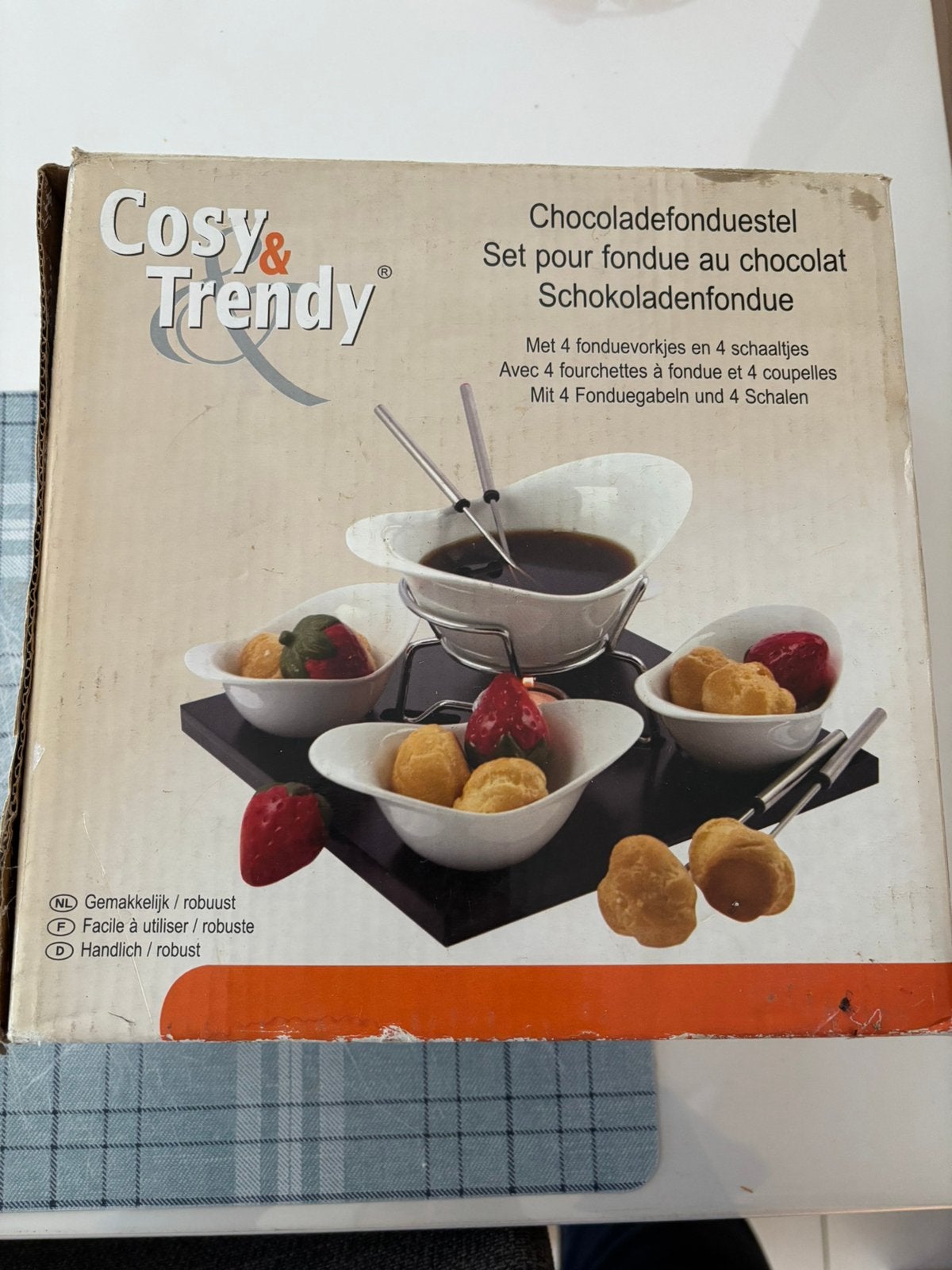 Chocoladefonduestel nieuw in de doos, Ophalen, Zo goed als nieuw
