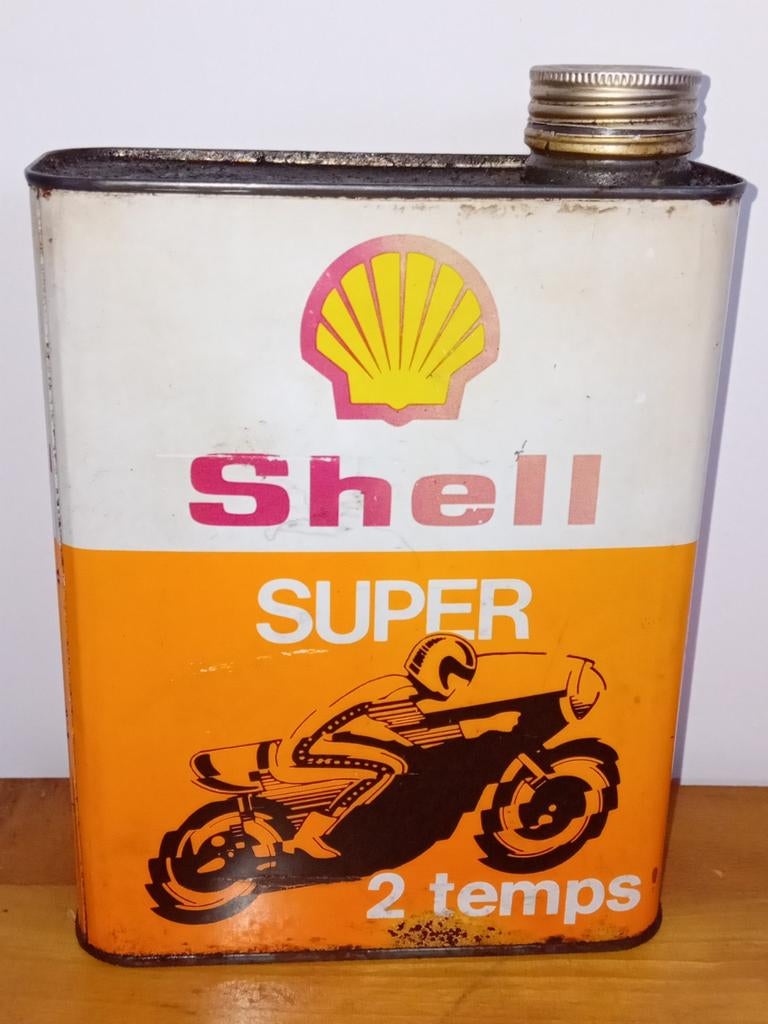 Bidon d'huile SHELL Super 2 temps rare et décoratif, Enlèvement ou Envoi