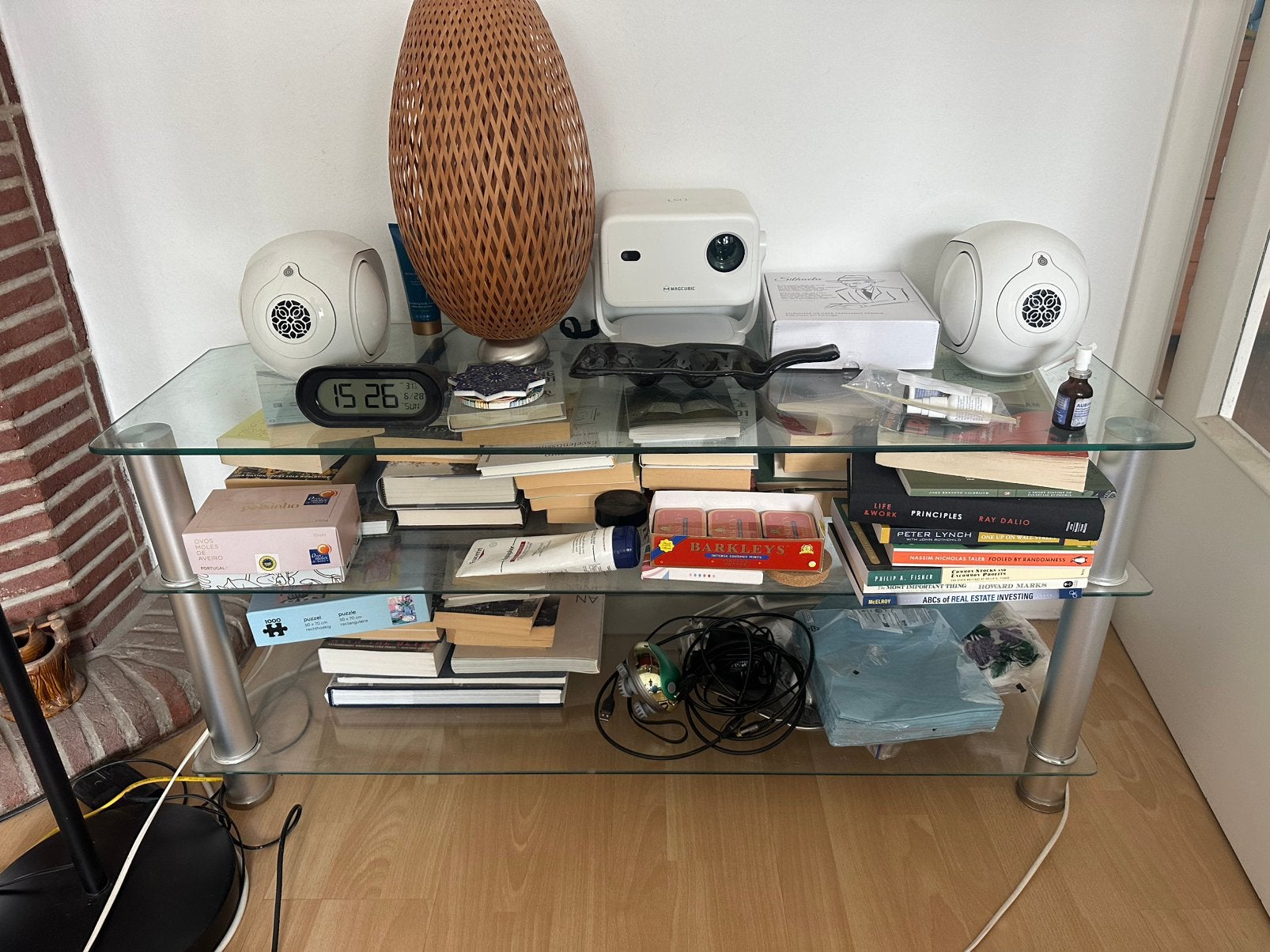 Meuble TV en verre, Moins de 100 cm, Comme neuf, Enlèvement, 100 à 150 cm